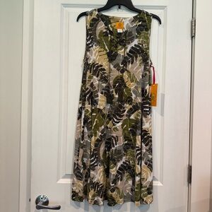 Ruby Rd. Sleeveless Leaf Print Dress Women’s Size Small NWT
